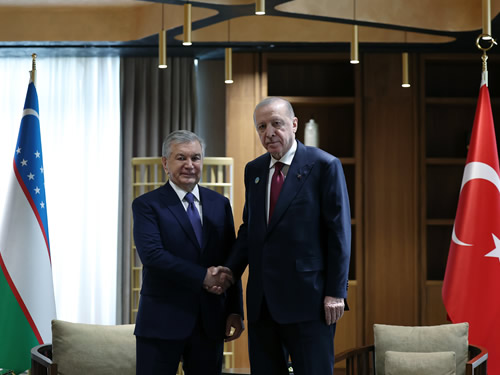 Cumhurbaşkanı Erdoğan, Özbekistan Cumhurbaşkanı Mirziyoyev ile bir araya geldi